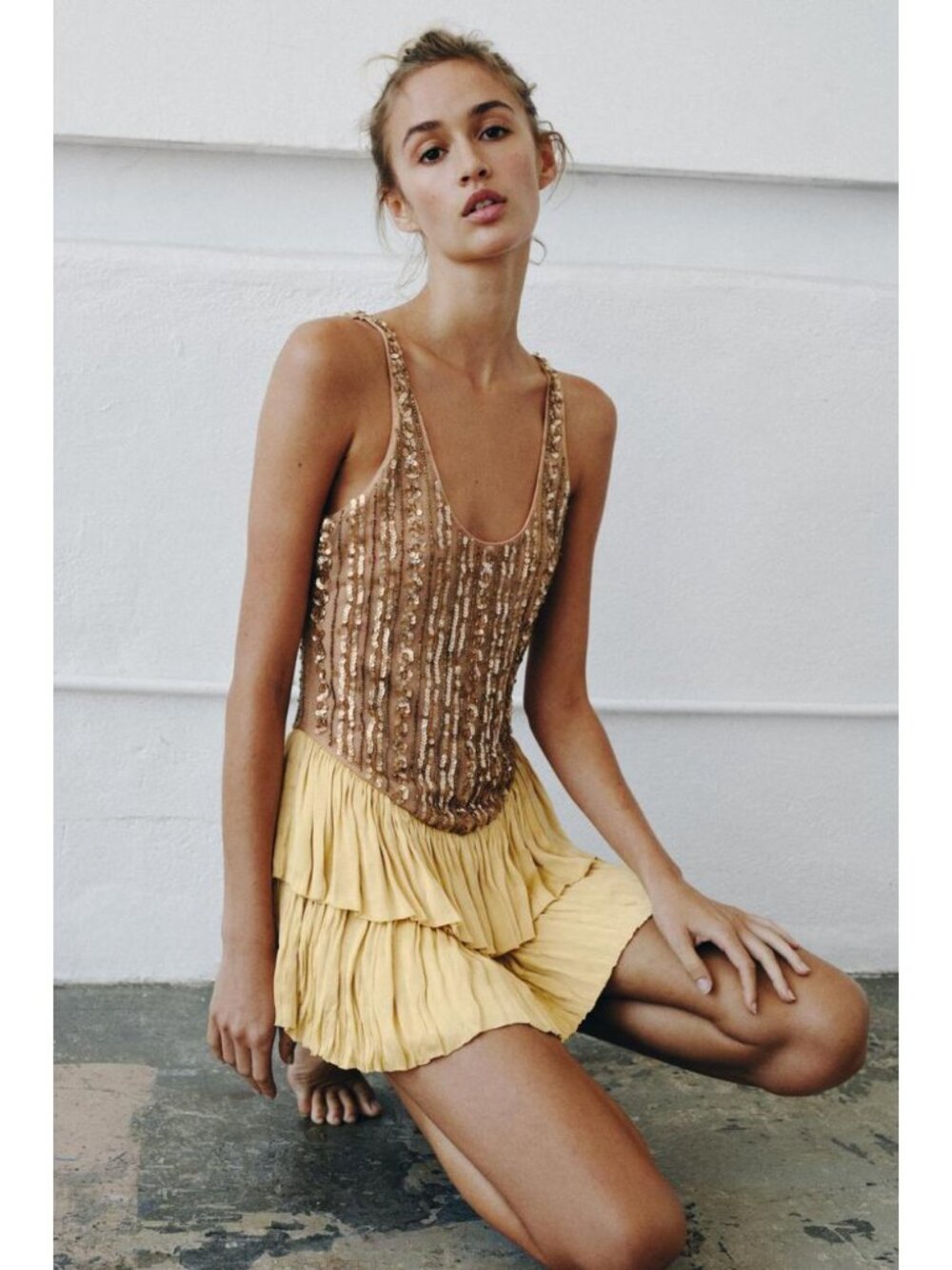 ZARA LIMITED EDITION COMBINED BEADED RUFFLE BODYSUIT 7521/148/300